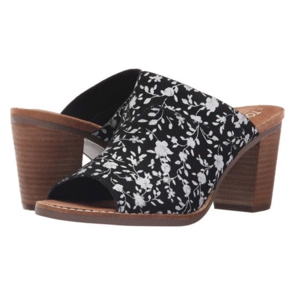 Suede Floral MAJORCA Mule Stack Heeled Sandals